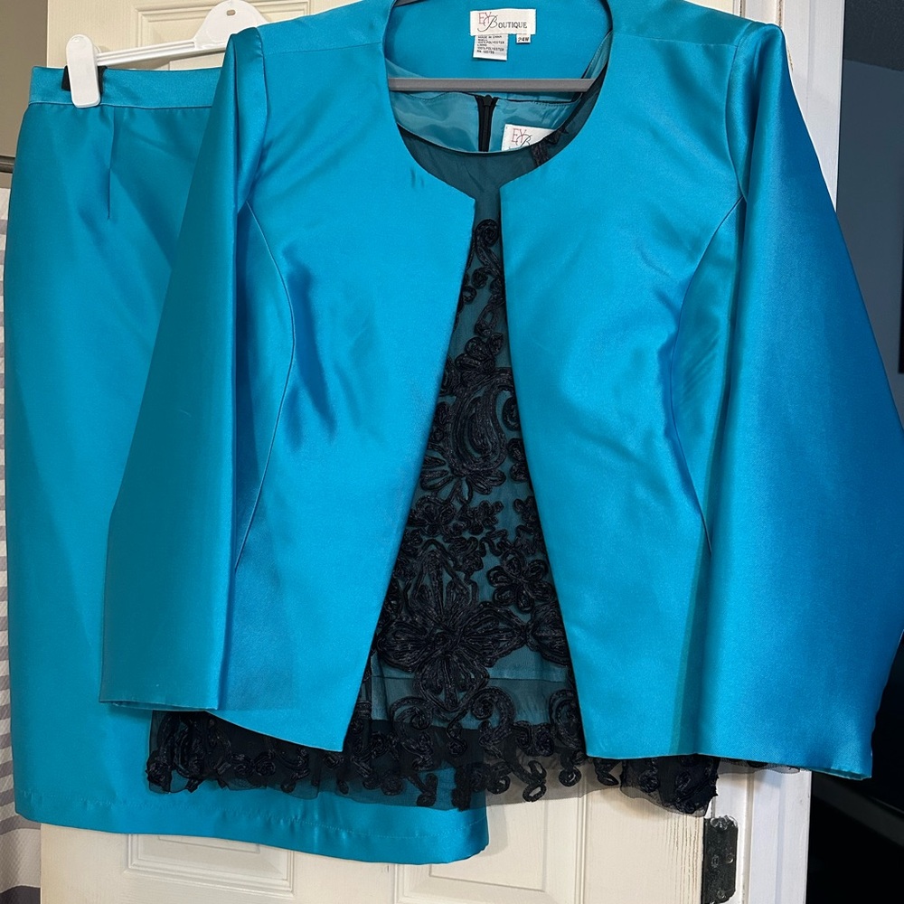 Teal and Black Women's Dress Set